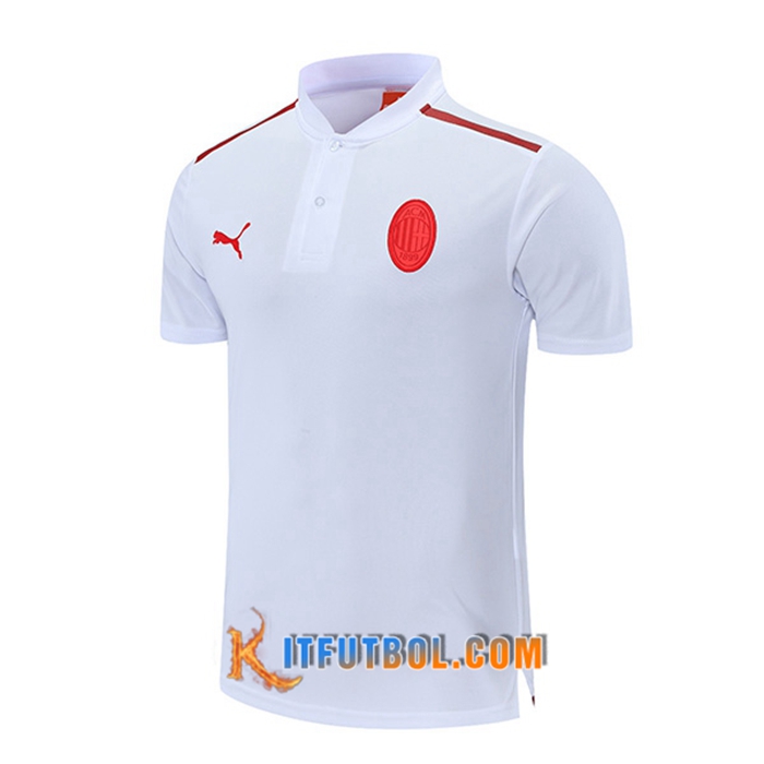 Camiseta Polo AC Milan Blancaa/Rojo 2021/2022 -01