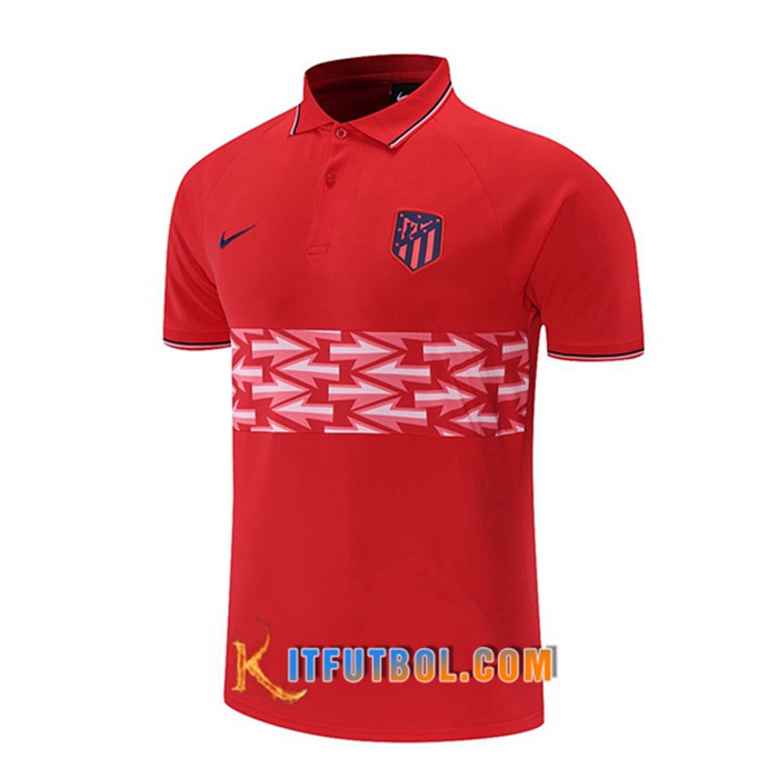 Camiseta Polo Atletico Madrid Blancaa/Rojo 2021/2022