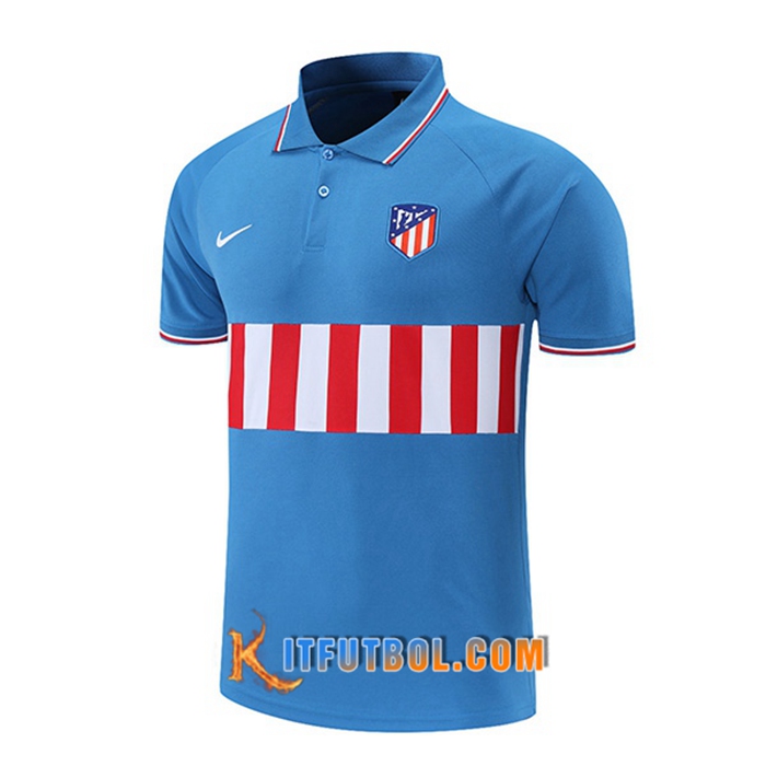 Camiseta Polo Atletico Madrid Azul/Rojo/Blancaa 2021/2022