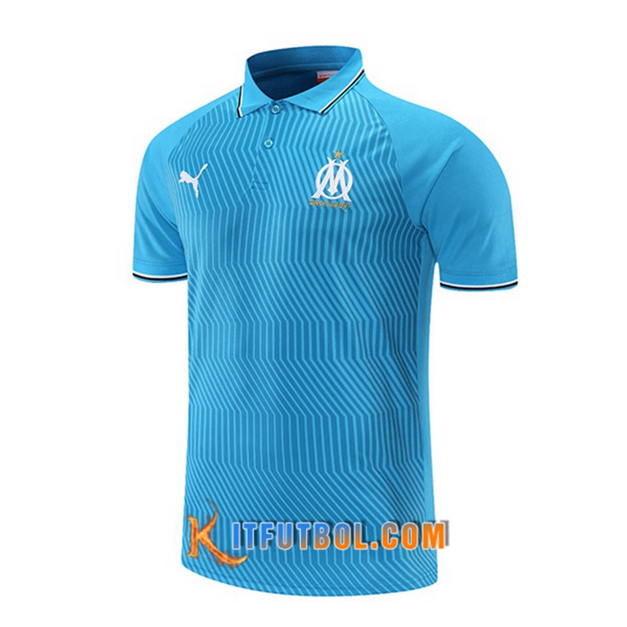 Camiseta Polo Marsella OM Azul/Gris 2021/2022