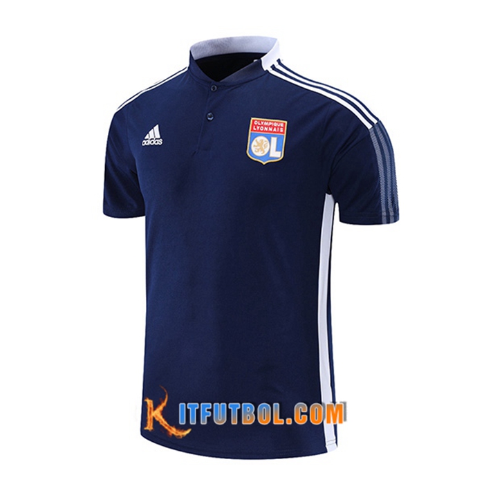 Camiseta Polo Lyon OL Azul Marino/Blancaa 2021/2022