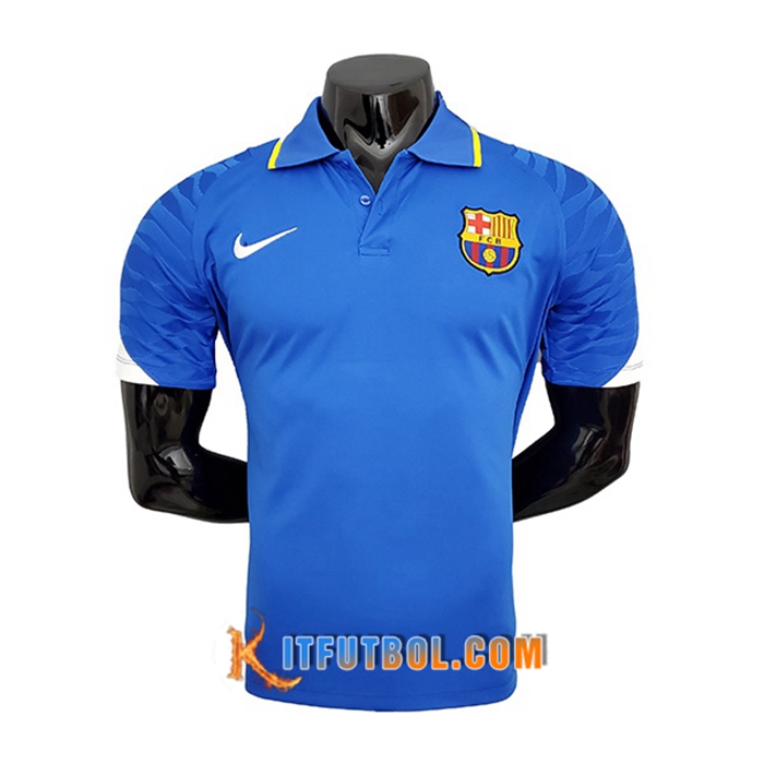Camiseta Polo FC Barcelona Blancaa/Azul 2021/2022