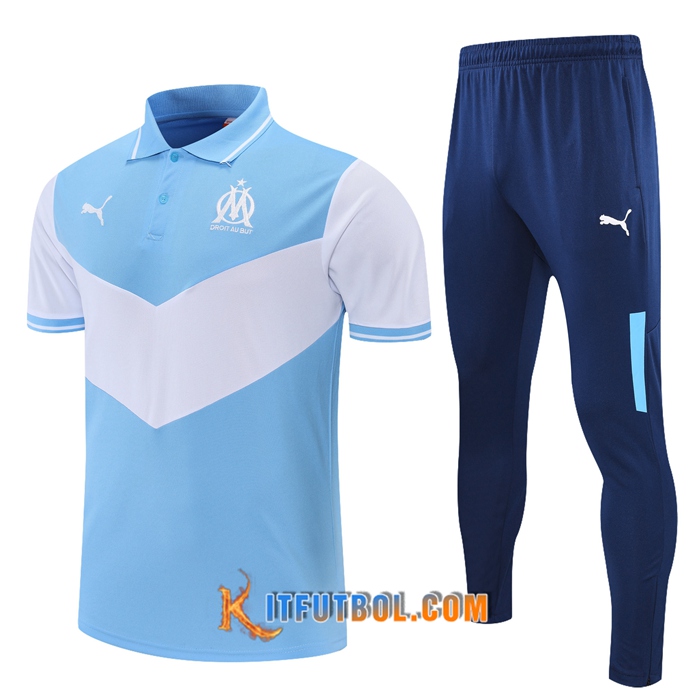 Camiseta Polo Marsella OM + Pantalones Blancaa/Azul 2021/2022