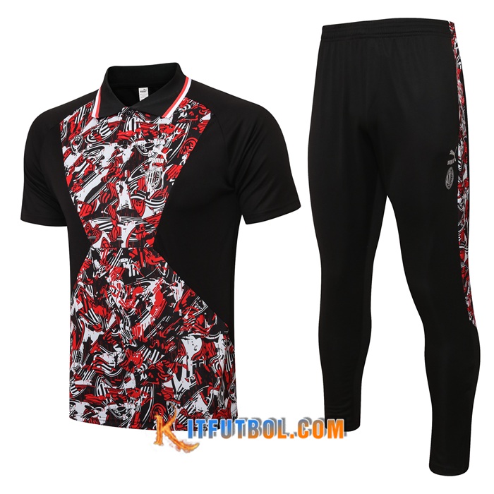 Camiseta Polo AC Milan + Pantalones Negro/Rojo 2021/2022
