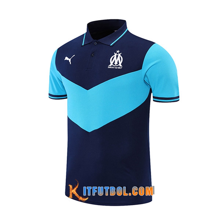 Camiseta Polo Marsella OM Azul Marino/Azul 2021/2022