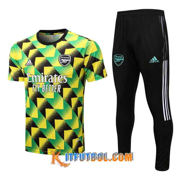 Camiseta Entrenamiento + Pantalones Arsenal Verde/Amarillo 2022/2023
