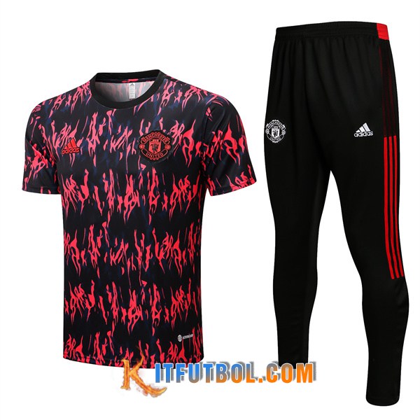 Camiseta Entrenamiento + Pantalones Manchester United Negro/Rojo 2022/2023