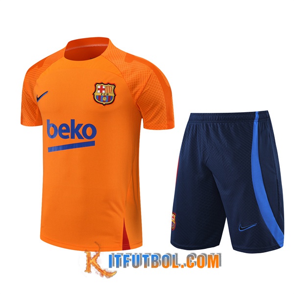 Camiseta Entrenamiento +Cortos FC Barcelona Naranja 2022/2023
