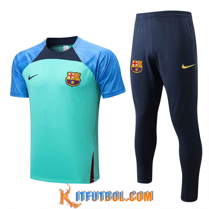 Camiseta Entrenamiento + Pantalones FC Barcelona Azul/Verde 2022/2023