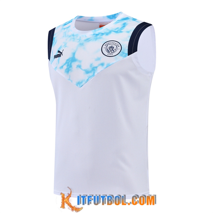 Camiseta Entrenamiento sin mangas Manchester City Blanco 2022/2023