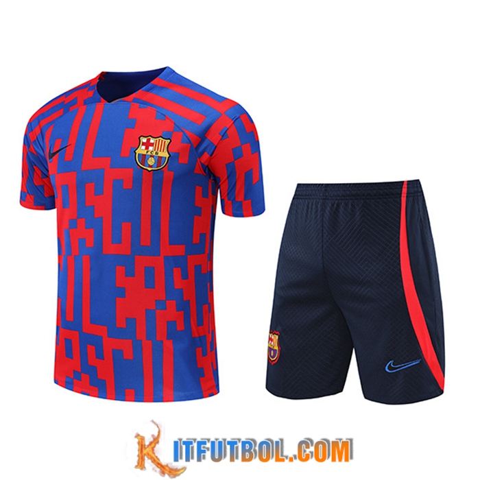 Camiseta Entrenamiento + Cortos FC Barcelona Rojo/Azul 2022/2023