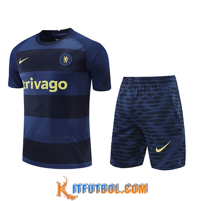 Camiseta Entrenamiento + Cortos FC Chelsea Negro/Azul 2022/2023