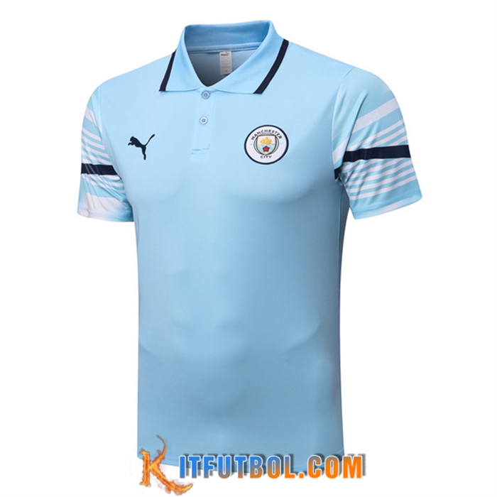 Camiseta Polo Manchester City Azul Claro 2022/2023