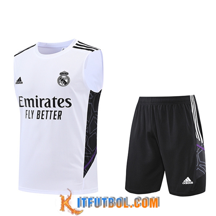 Camiseta Entrenamiento sin mangas + Cortos Real Madrid Blanco 2022/2023