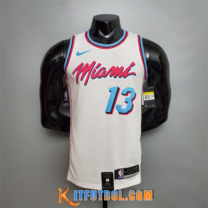 Camisetas Miami Heat (Adebayo #13) Blanco Encolure Ronde