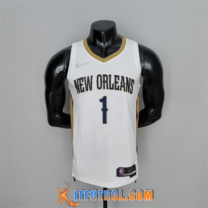 Camisetas New Orleans Pelicans (Williams #1) Blanco 75th Anniversary