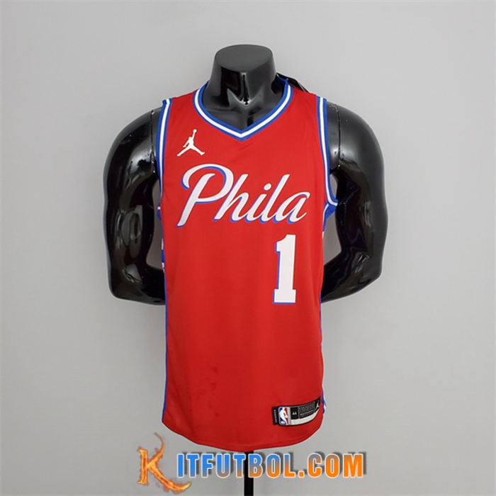 Camisetas Philadelphia 76ers (Harden #1) Rojo V-collerette