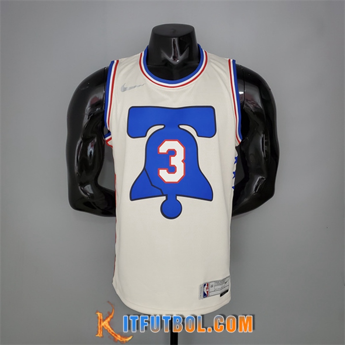 Camisetas Philadelphia 76ers (Iverson #3) 2021 Blanco Bonus Edition