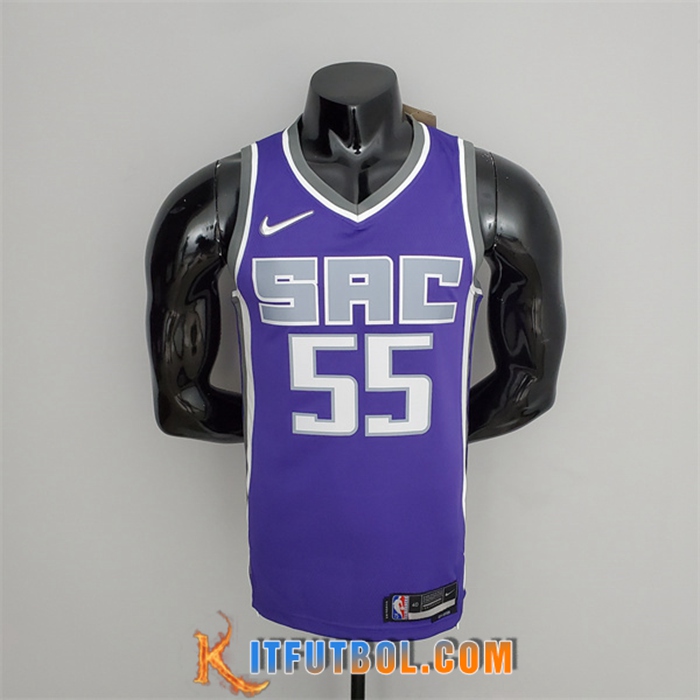 Camisetas Sacramento Kings (Williams #55) Negro/Púrpura 75th Anniversary