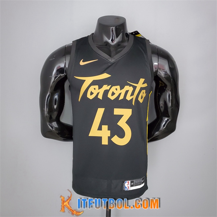 Camisetas Toronto Raptors (Siakam #43) 2021 Season Negro Gold