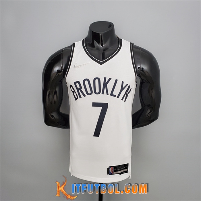 Camisetas Brooklyn Nets (Durant #7) Blanco 75th Anniversary