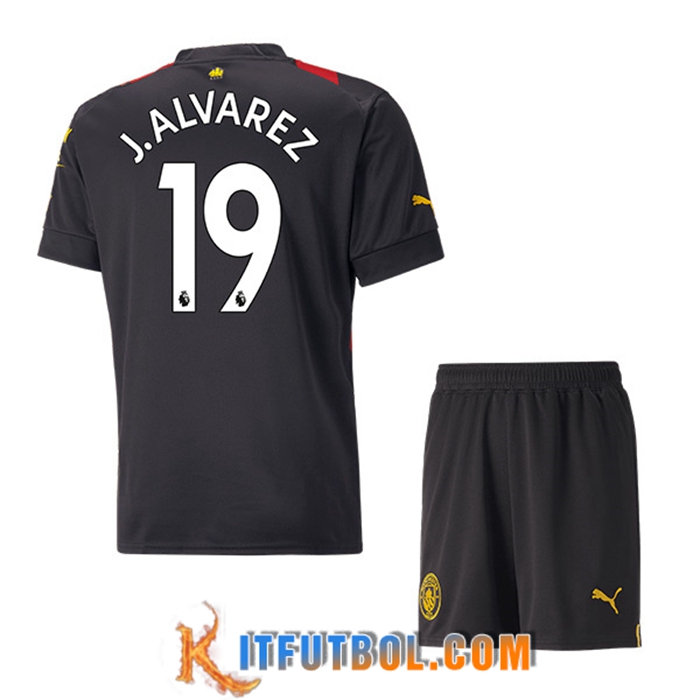 Camisetas De Futbol Manchester City (J.ALVAREZ #19) Ninos Segunda 2022/23