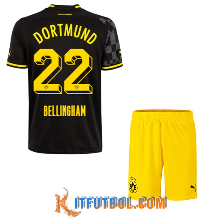 Camisetas De Futbol Dortmund BVB (BELLINGHAM #22) Ninos Segunda 2022/23