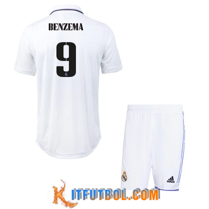 Camisetas De Futbol Real Madrid (BENZEMA #9) Ninos Primera 2022/23