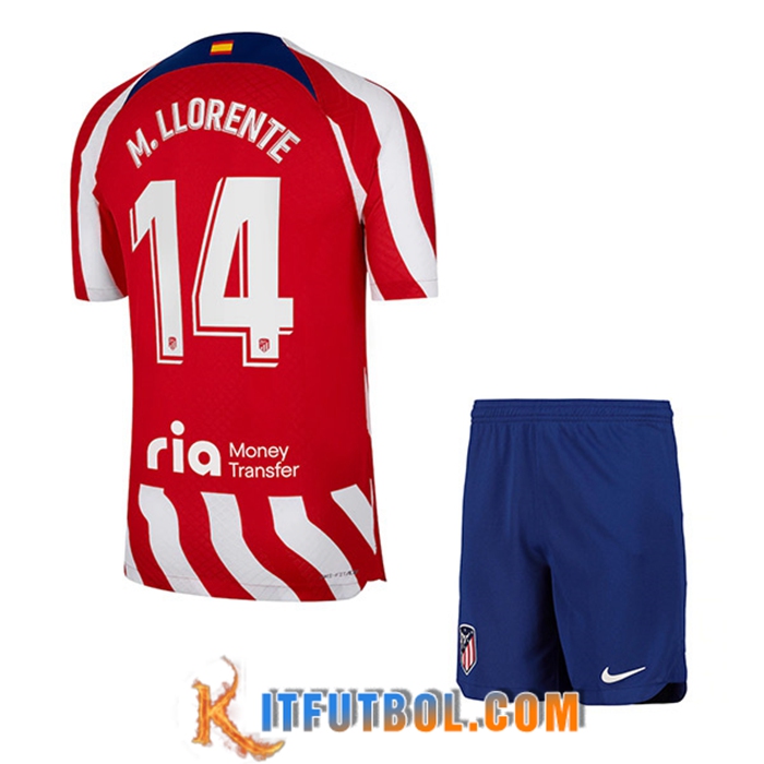 Camisetas De Futbol Atletico Madrid (M. LLORENTE #14) Ninos Primera 2022/23