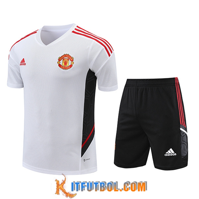 Camiseta Entrenamiento + Cortos Manchester United Negro/Blanco 2022/2023