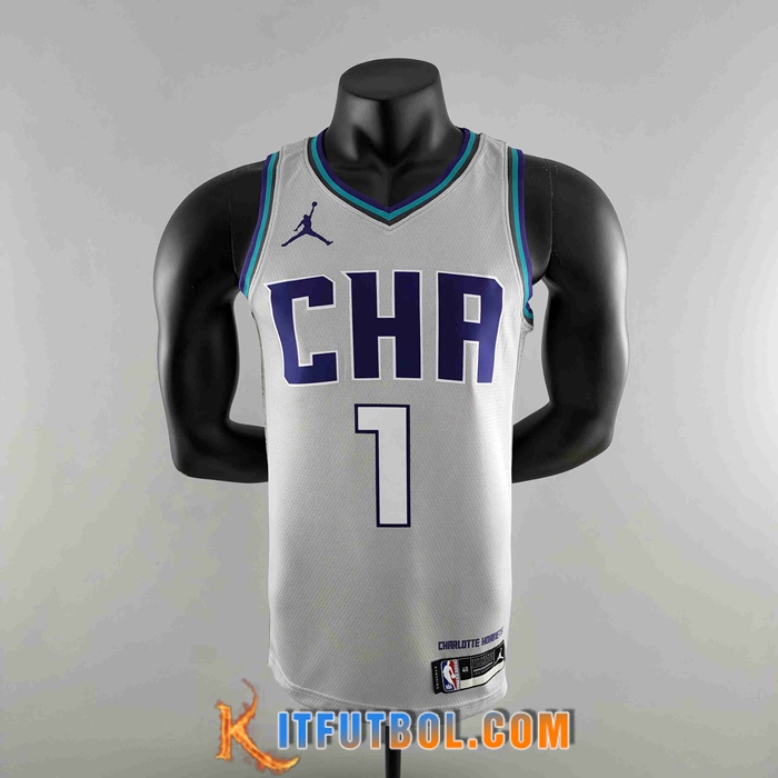 Camisetas Charlotte Hornets (BALL #1) 2019 Gris