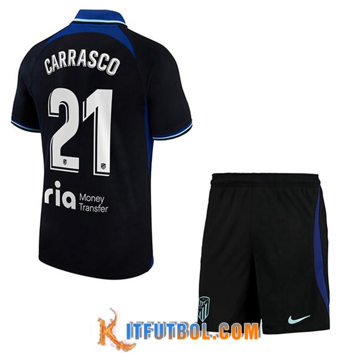 Camisetas De Futbol Atletico Madrid (CARRASCO #21) Ninos Segunda 2022/2023