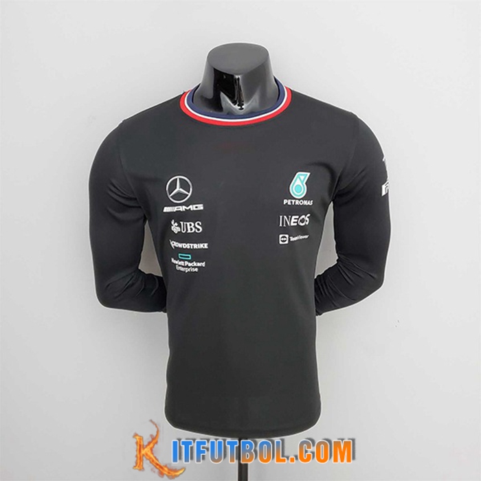 T-Shirt Manga Larga F1 Mercedes Benz Team Negro 2022