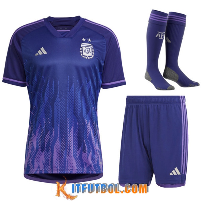 Camisetas De Futbol Argentina Segunda (Cortos + Calcetines) Copa Del Mundo 2022