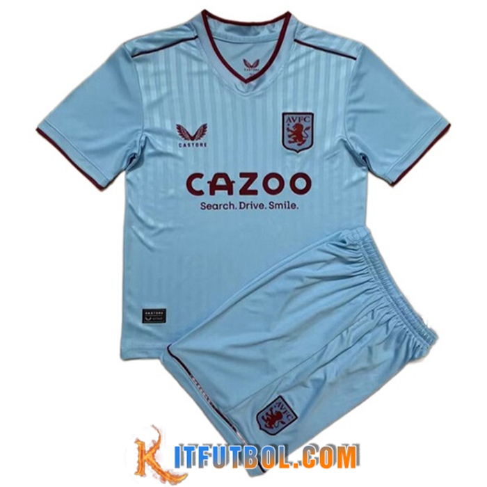 Nueva Camisetas De Futbol Aston Villa Ninos Segunda 2022/2023