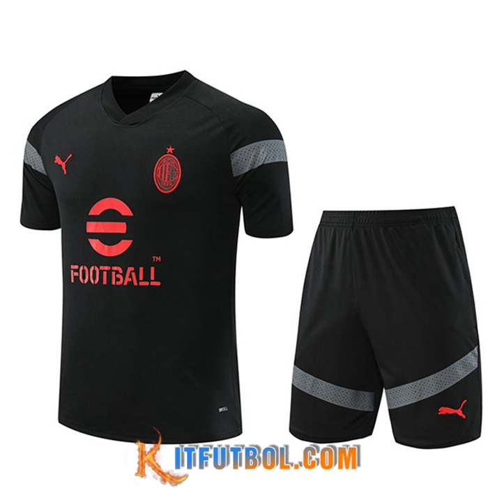 Camiseta Entrenamiento + Cortos AC Milan Negro 2022/2023