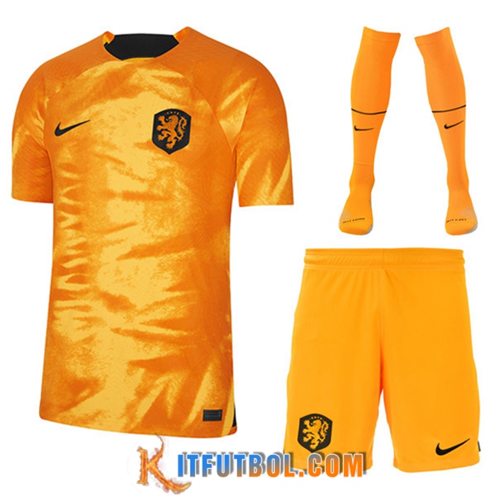 Camisetas Futbol Países Bajos Primera (Cortos + Pantalones) Copa Del Mundo 2022