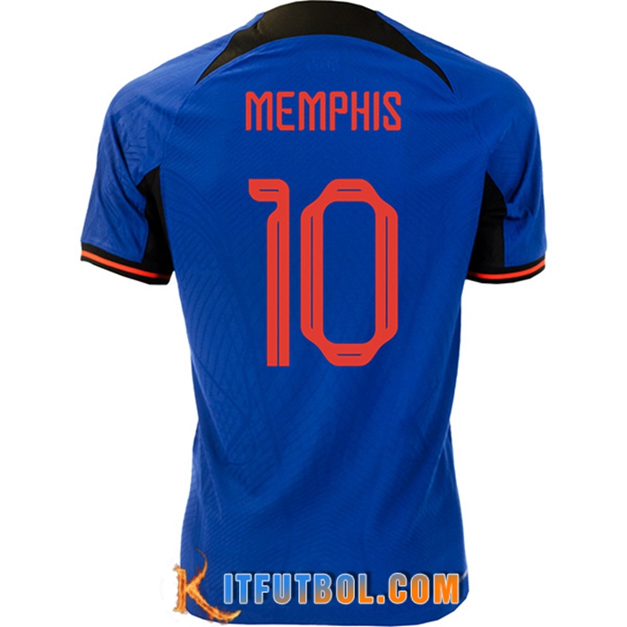 Camisetas De Futbol Países Bajos (MEMPHIS #10) Copa Del Mundo 2022 Segunda