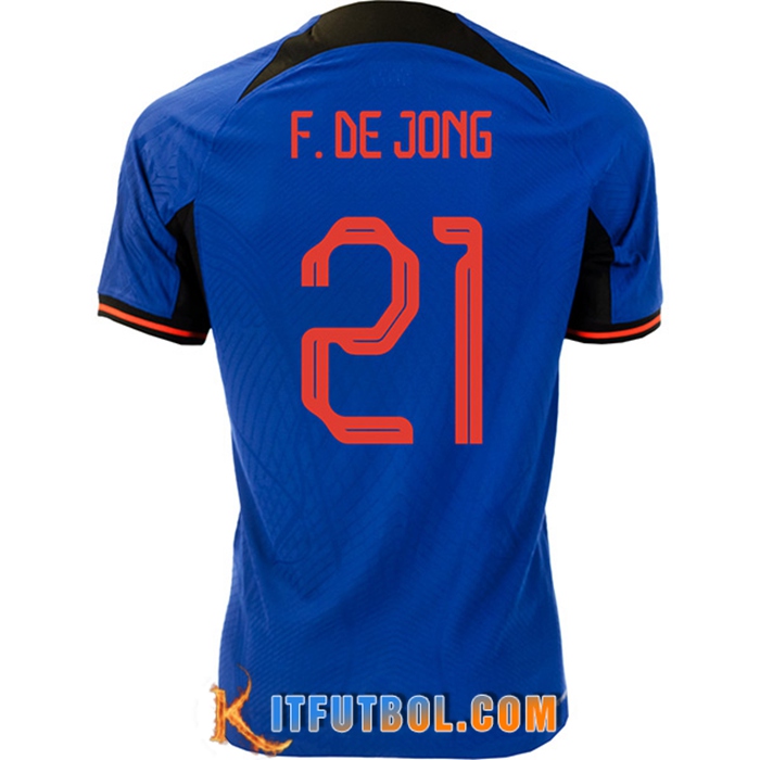 Camisetas De Futbol Países Bajos (F.DE JONG #21) Copa Del Mundo 2022 Segunda