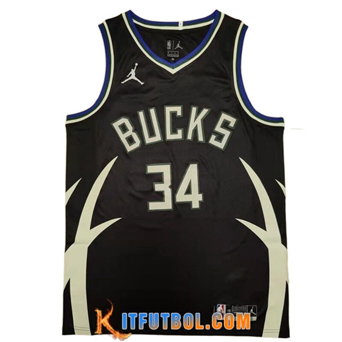 Camisetas Milwaukee Bucks (ANTETOKOUNMPO #34) 2022/23 Negro