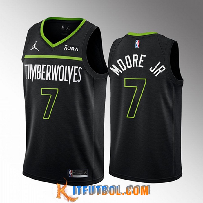 Camisetas Minnesota Timberwolves (MOORE JR #7) 2022/23 Negro