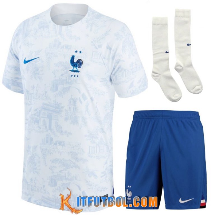 Ensemble Camisetas Francia Segunda (Cortos + Calcetines) Copa Del Mundo 2022