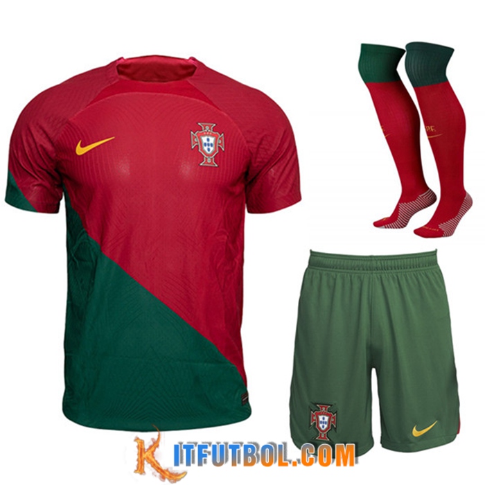Ensemble Camisetas Portugal Primera (Cortos + Calcetines) Copa Del Mundo 2022