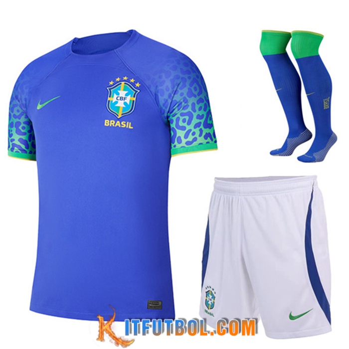 Camisetas De Futbol Brasil Segunda (Cortos + Calcetines) 2022/2023