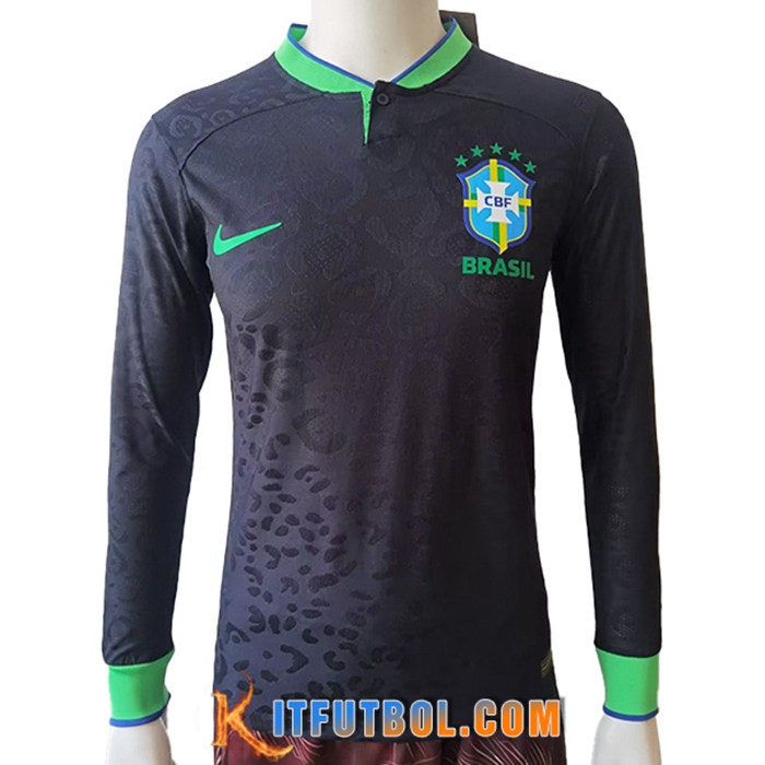 Nueva Camiseta Equipo Nacional Brasil Negro Manga Larga 2022/2023