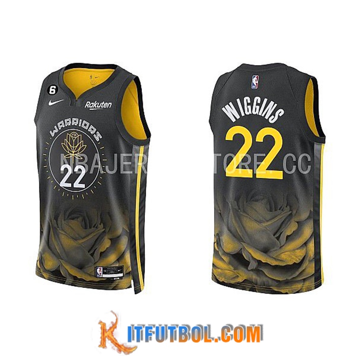 Camisetas Golden State Warriors (WIGGINS #22) 2022/23 Negro/Amarillo