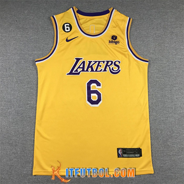 Camisetas Los Angeles Lakers (JAMES #6) 2022/23 Amarillo
