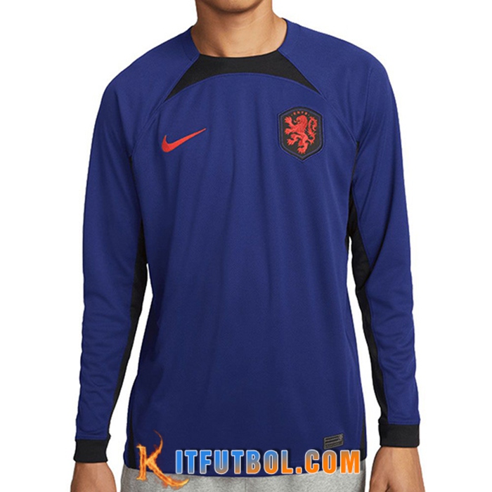Camisetas De Futbol Países Bajos Segunda Manga Larga Copa Del Mundo 2022