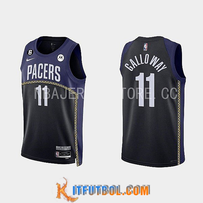 Camisetas Indiana Pacers (GALLOWAY #11) 2022/23 Negro/Azul