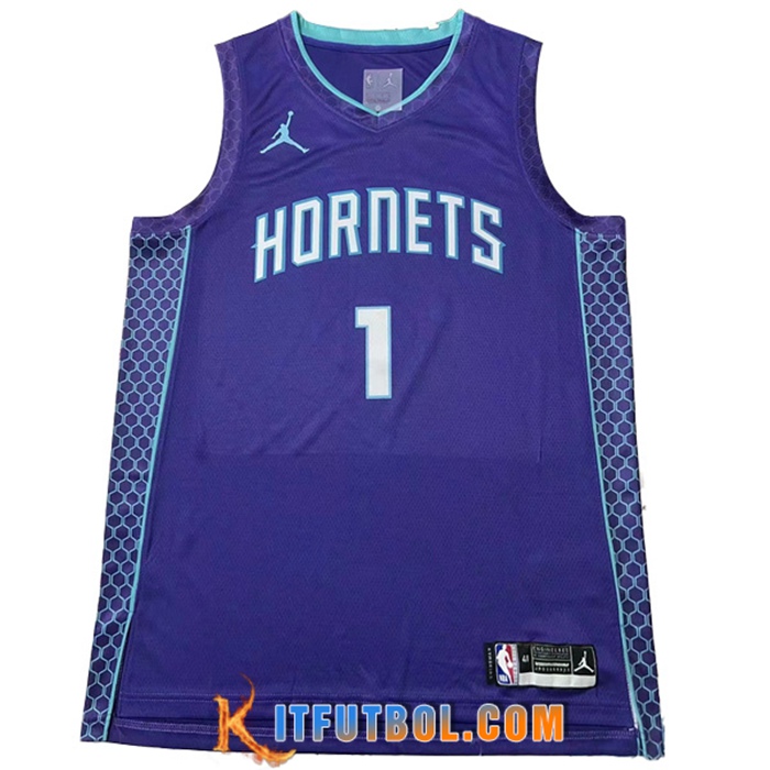 Camisetas Detroit Charlotte Hornets (BALL #1) 2022/23 Azul